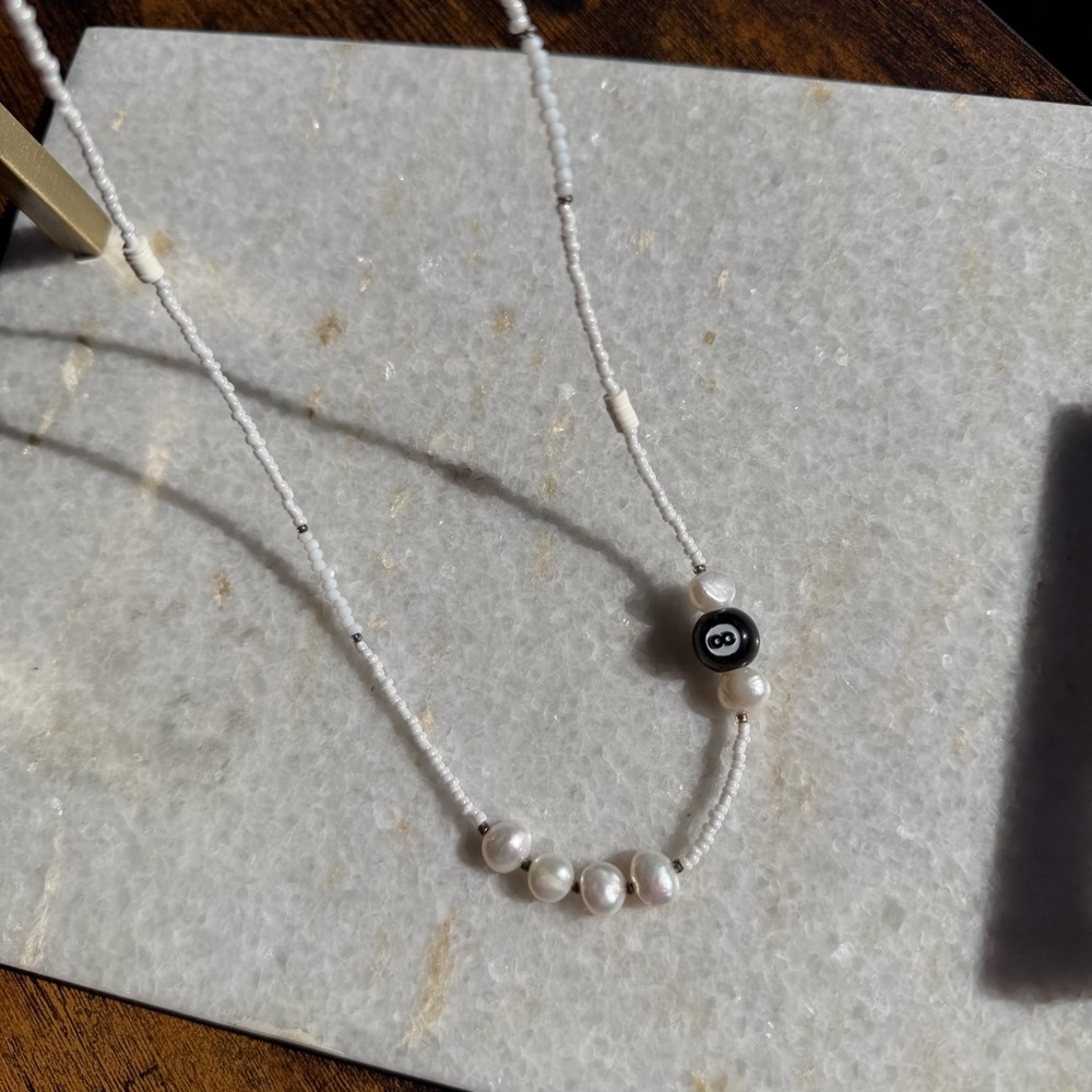 Pearl 8 Ball Beaded Necklace - Picture 5 of 5